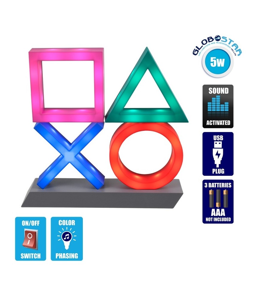 GloboStar® 76543 Επιτραπέζιο Φωτιστικό Πορτατίφ LED 5W -lm 180° DC 5V IP20 LED Πολύχρωμο Πλαστικό - Μ31.5 x Π7 x Υ30cm